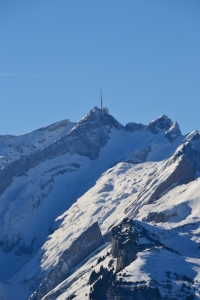 The king of the Alpstein mountain range the "Säntis" with "Ebenalp" below.